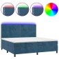vidaXL Boxspringbett mit Matratze & LED Dunkelblau 200x200 cm Samt vidaXL Boxspringbett mit Matratze & LED Dunkelblau 200x200 cm Samt