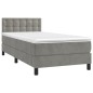 vidaXL Boxspringbett mit Matratze & LED Hellgrau 90x190 cm Samt vidaXL Boxspringbett mit Matratze & LED Hellgrau 90x190 cm Samt