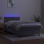 vidaXL Boxspringbett mit Matratze & LED Hellgrau 90x190 cm Samt vidaXL Boxspringbett mit Matratze & LED Hellgrau 90x190 cm Samt