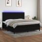 vidaXL Boxspringbett mit Matratze & LED Schwarz 200x200 cm Stoff vidaXL Boxspringbett mit Matratze & LED Schwarz 200x200 cm Stoff