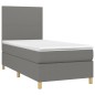 vidaXL Boxspringbett mit Matratze & LED Dunkelgrau 90x200 cm Stoff vidaXL Boxspringbett mit Matratze & LED Dunkelgrau 90x200 cm Stoff