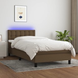 vidaXL Boxspringbett mit Matratze & LED Dunkelbraun 80x200 cm Stoff