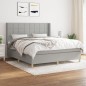 vidaXL Boxspringbett mit Matratze Hellgrau 180x200 cm Stoff vidaXL Boxspringbett mit Matratze Hellgrau 180x200 cm Stoff