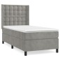 vidaXL Boxspringbett mit Matratze Hellgrau 90x190 cm Samt vidaXL Boxspringbett mit Matratze Hellgrau 90x190 cm Samt