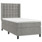 vidaXL Boxspringbett mit Matratze Hellgrau 90x190 cm Samt vidaXL Boxspringbett mit Matratze Hellgrau 90x190 cm Samt