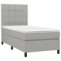vidaXL Boxspringbett mit Matratze & LED Hellgrau 80x200 cm Stoff vidaXL Boxspringbett mit Matratze & LED Hellgrau 80x200 cm Stoff