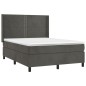 vidaXL Boxspringbett mit Matratze Dunkelgrau 140x190 cm Samt vidaXL Boxspringbett mit Matratze Dunkelgrau 140x190 cm Samt