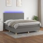 vidaXL Boxspringbett mit Matratze & LED Dunkelgrau 160x200 cm Stoff vidaXL Boxspringbett mit Matratze & LED Dunkelgrau 160x200 cm Stoff