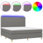 vidaXL Boxspringbett mit Matratze & LED Dunkelgrau 160x200 cm Stoff vidaXL Boxspringbett mit Matratze & LED Dunkelgrau 160x200 cm Stoff