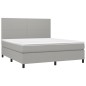 vidaXL Boxspringbett mit Matratze & LED Hellgrau 180x200 cm Stoff vidaXL Boxspringbett mit Matratze & LED Hellgrau 180x200 cm Stoff