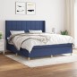 vidaXL Boxspringbett mit Matratze Blau 180x200 cm Stoff vidaXL Boxspringbett mit Matratze Blau 180x200 cm Stoff