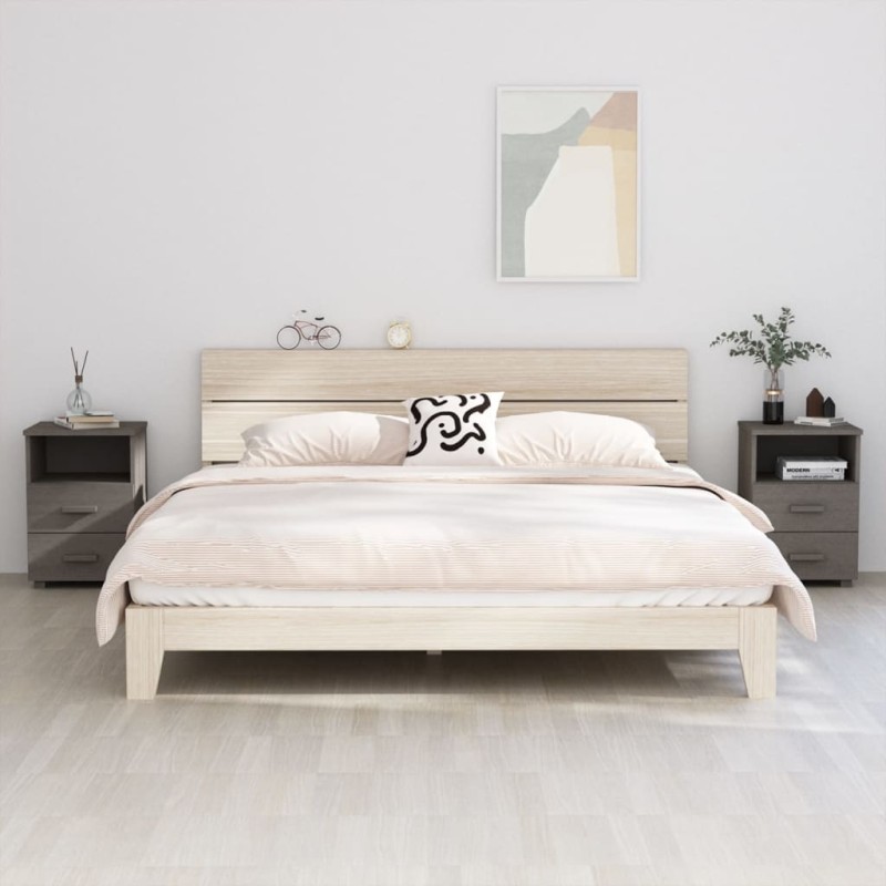 vidaXL Nachttische HAMAR 2 Stk. Hellgrau 40x35x62 cm Massivholz vidaXL Nachttische HAMAR 2 Stk. Hellgrau 40x35x62 cm Massivholz