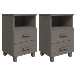 vidaXL Nachttische HAMAR 2 Stk. Hellgrau 40x35x62 cm Massivholz