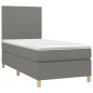 vidaXL Boxspringbett mit Matratze & LED Dunkelgrau 100x200 cm Stoff vidaXL Boxspringbett mit Matratze & LED Dunkelgrau 100x200 cm Stoff