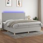 vidaXL Boxspringbett mit Matratze & LED Hellgrau 200x200 cm Stoff vidaXL Boxspringbett mit Matratze & LED Hellgrau 200x200 cm Stoff