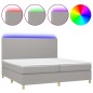 vidaXL Boxspringbett mit Matratze & LED Hellgrau 200x200 cm Stoff vidaXL Boxspringbett mit Matratze & LED Hellgrau 200x200 cm Stoff