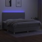 vidaXL Boxspringbett mit Matratze & LED Hellgrau 200x200 cm Stoff vidaXL Boxspringbett mit Matratze & LED Hellgrau 200x200 cm Stoff