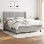 vidaXL Boxspringbett mit Matratze Hellgrau 180x200 cm Stoff vidaXL Boxspringbett mit Matratze Hellgrau 180x200 cm Stoff
