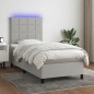 vidaXL Boxspringbett mit Matratze & LED Hellgrau 90x190 cm Stoff vidaXL Boxspringbett mit Matratze & LED Hellgrau 90x190 cm Stoff