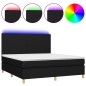 vidaXL Boxspringbett mit Matratze & LED Schwarz 160x200 cm Stoff vidaXL Boxspringbett mit Matratze & LED Schwarz 160x200 cm Stoff