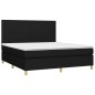 vidaXL Boxspringbett mit Matratze & LED Schwarz 160x200 cm Stoff vidaXL Boxspringbett mit Matratze & LED Schwarz 160x200 cm Stoff