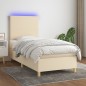 vidaXL Boxspringbett mit Matratze & LED Creme 90x190 cm Stoff vidaXL Boxspringbett mit Matratze & LED Creme 90x190 cm Stoff