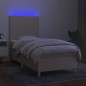 vidaXL Boxspringbett mit Matratze & LED Creme 90x190 cm Stoff vidaXL Boxspringbett mit Matratze & LED Creme 90x190 cm Stoff
