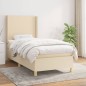 vidaXL Boxspringbett mit Matratze Creme 90x200 cm Stoff vidaXL Boxspringbett mit Matratze Creme 90x200 cm Stoff
