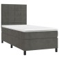 vidaXL Boxspringbett mit Matratze & LED Dunkelgrau 90x190 cm Samt vidaXL Boxspringbett mit Matratze & LED Dunkelgrau 90x190 cm Samt
