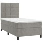 vidaXL Boxspringbett mit Matratze & LED Hellgrau 100x200 cm Samt vidaXL Boxspringbett mit Matratze & LED Hellgrau 100x200 cm Samt