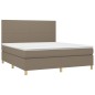 vidaXL Boxspringbett mit Matratze & LED Taupe 180x200 cm Stoff vidaXL Boxspringbett mit Matratze & LED Taupe 180x200 cm Stoff
