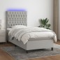 vidaXL Boxspringbett mit Matratze & LED Hellgrau 90x190 cm Stoff vidaXL Boxspringbett mit Matratze & LED Hellgrau 90x190 cm Stoff
