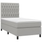 vidaXL Boxspringbett mit Matratze & LED Hellgrau 90x190 cm Stoff vidaXL Boxspringbett mit Matratze & LED Hellgrau 90x190 cm Stoff