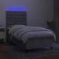 vidaXL Boxspringbett mit Matratze & LED Hellgrau 90x190 cm Stoff vidaXL Boxspringbett mit Matratze & LED Hellgrau 90x190 cm Stoff