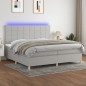vidaXL Boxspringbett mit Matratze & LED Hellgrau 200x200 cm Stoff vidaXL Boxspringbett mit Matratze & LED Hellgrau 200x200 cm Stoff