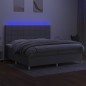 vidaXL Boxspringbett mit Matratze & LED Hellgrau 200x200 cm Stoff vidaXL Boxspringbett mit Matratze & LED Hellgrau 200x200 cm Stoff