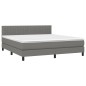 vidaXL Boxspringbett mit Matratze & LED Dunkelgrau 180x200 cm Stoff vidaXL Boxspringbett mit Matratze & LED Dunkelgrau 180x200 cm Stoff