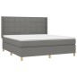 vidaXL Boxspringbett mit Matratze Dunkelgrau 160x200 cm Stoff vidaXL Boxspringbett mit Matratze Dunkelgrau 160x200 cm Stoff