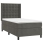 vidaXL Boxspringbett mit Matratze Dunkelgrau 100x200 cm Samt vidaXL Boxspringbett mit Matratze Dunkelgrau 100x200 cm Samt