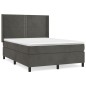 vidaXL Boxspringbett mit Matratze Dunkelgrau 140x200 cm Samt vidaXL Boxspringbett mit Matratze Dunkelgrau 140x200 cm Samt