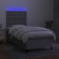 vidaXL Boxspringbett mit Matratze & LED Hellgrau 90x190 cm Stoff vidaXL Boxspringbett mit Matratze & LED Hellgrau 90x190 cm Stoff
