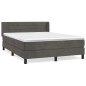 vidaXL Boxspringbett mit Matratze Dunkelgrau 140x200 cm Samt vidaXL Boxspringbett mit Matratze Dunkelgrau 140x200 cm Samt