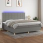 vidaXL Boxspringbett mit Matratze & LED Dunkelgrau 200x200 cm Stoff vidaXL Boxspringbett mit Matratze & LED Dunkelgrau 200x200 cm Stoff
