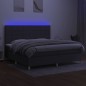 vidaXL Boxspringbett mit Matratze & LED Dunkelgrau 200x200 cm Stoff vidaXL Boxspringbett mit Matratze & LED Dunkelgrau 200x200 cm Stoff