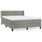 vidaXL Boxspringbett mit Matratze Hellgrau 140x190 cm Samt vidaXL Boxspringbett mit Matratze Hellgrau 140x190 cm Samt
