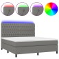 vidaXL Boxspringbett mit Matratze & LED Dunkelgrau 180x200 cm Stoff vidaXL Boxspringbett mit Matratze & LED Dunkelgrau 180x200 cm Stoff