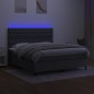 vidaXL Boxspringbett mit Matratze & LED Dunkelgrau 180x200 cm Stoff vidaXL Boxspringbett mit Matratze & LED Dunkelgrau 180x200 cm Stoff