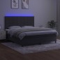vidaXL Boxspringbett mit Matratze & LED Dunkelgrau 180x200 cm Samt vidaXL Boxspringbett mit Matratze & LED Dunkelgrau 180x200 cm Samt