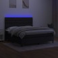 vidaXL Boxspringbett mit Matratze & LED Schwarz 180x200 cm Stoff vidaXL Boxspringbett mit Matratze & LED Schwarz 180x200 cm Stoff