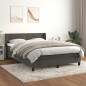 vidaXL Boxspringbett mit Matratze Dunkelgrau 140x190 cm Samt vidaXL Boxspringbett mit Matratze Dunkelgrau 140x190 cm Samt